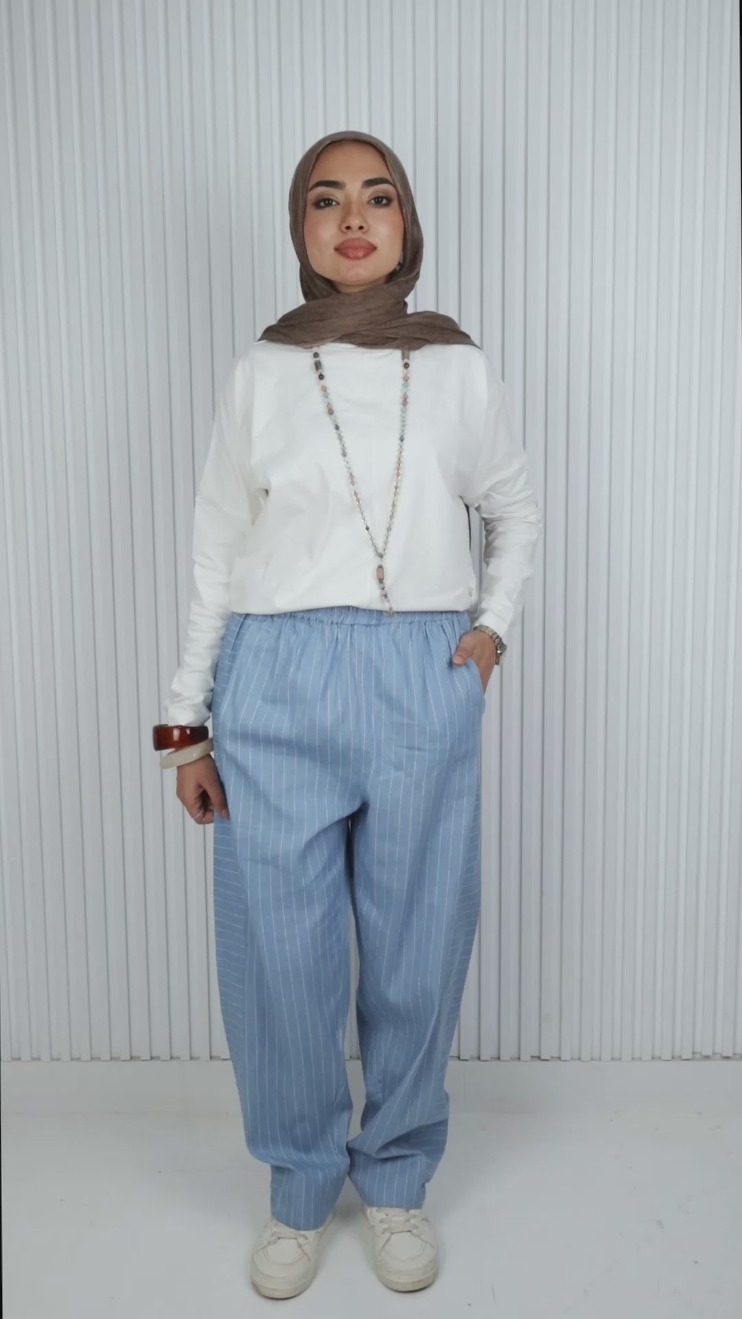 Striped Denim Pants