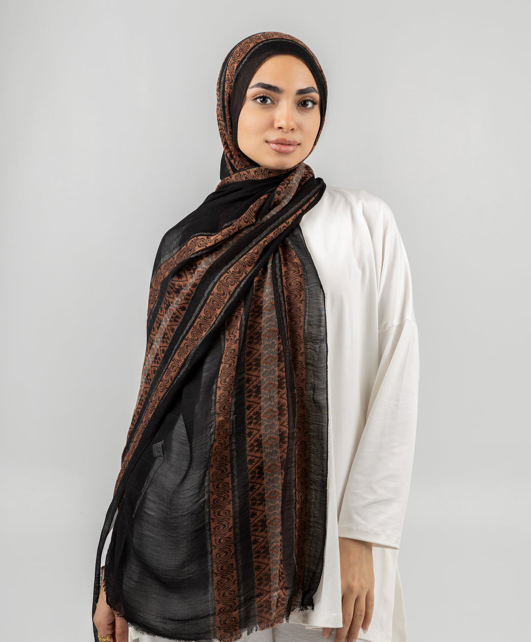 Embroidered Dusk Linen Scarf