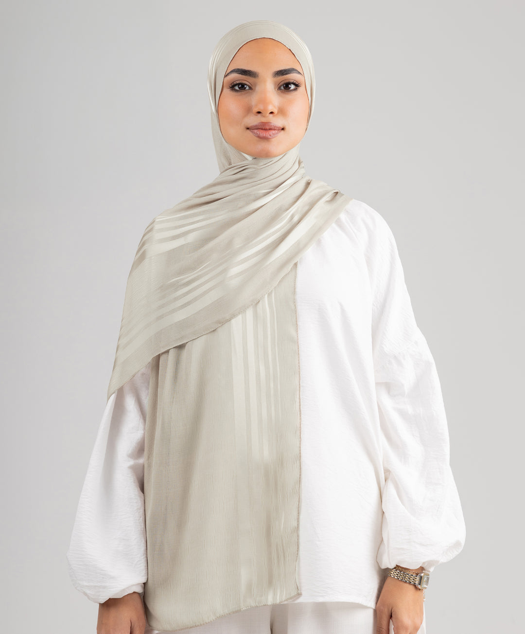 Stripe Satin Chiffon Scarf